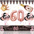 Produktbild: 60. Geburtstag Deko Frau Geburtstagsdeko 60 Frauen Lange Happy Birthday Banne...