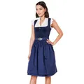 Produktbild: Krüger Dirndl Alisha 60cm Länge Knielang | Eleganten Samt-Dirndl mit gemusterter Dirndlschürze | Damen (DE/NL/SE/PL, Numerisch, 44, Regular, Regular, dunkelblau)