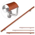 Produktbild: relaxdays Handlauf Aluminium Eiche Optik, 200 cm Gesamtlänge, 2000 mm braun|silberfarben 200 cm