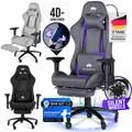 Produktbild: ELITESEATS Gaming Stuhl Ergonomisch [Kratzerfreie Rollen, Atmungsaktiv] inkl. 4D-Armlehnen, mit Fußstütze | Ergonomischer Gamingstuhl Stoff 150KG