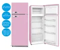 Produktbild: PKM Kühl-Gefrierkombination Pink 206 L LED Kühlschrank 143 cm hoch Retro