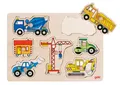Produktbild: Steckpuzzle BAUFAHRZEUGE Baustelle Kran Bagger Kipper Betonmischer Holzpuzzle
