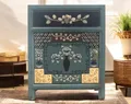 Produktbild: OPIUM OUTLET Nachtkästchen Nachttisch Nachtkommode Nachtschrank Nachtkonsole Kommode Schrank asiatisch chinesisch orientalisch blau Vintage Shabby-chic antik