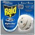 Produktbild: Raid Night & Day Elektrischer Diffusor Fliegen, Mücken und Tigermücken, 1 Diffusor + 1 Nachfüllpackung 240 Stunden, Verpackung kann variieren