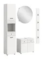 Produktbild: xonox.home Badezimmer Prisma 4tlg. Kombination Badmöbel Set kleine Bäder Komplettprogramm Bademöbel-Set in Front/Korpus weiß Absetzung weiß Hochglanz Tiefzieh