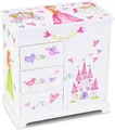 Produktbild: Jewelkeeper Schmuckschatulle mit Schubladen – Schmuckschatulle mit Spieluhr für Mädchen mit der Melodie der Zuckerfee – Feenprinzessin und Einhorn Design – 24x20x24 cm