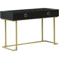 Produktbild: Konsolentisch Schwarz / Gold Aus Mdf-platte Metalgestell Wohnzimmer Schlafzimmer Flur Rechteckig Modernes Design Glamour-stil