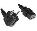 Produktbild: DINIC Netzkabel Schukostecker E+F 90° auf C19 für 16A, 2.0 m