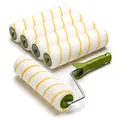 Produktbild: Colorus 5 x Gelbfaden Farbroller Set | Malerwalze 25 cm | Farbwalze Streichset Wandfarbe u. Decke | Malerrollen Steckbügel | Farbrolle für Renovierung Teleskopstange Malerzubehör aufsteckbar