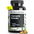 Produktbild: natural elements Curcuma Extrakt – Hochdosiert: Curcumingehalt EINER Kapsel entspricht 10.000mg Kurkuma – Hochdosiert aus 95% Extrakt – 90 Kapseln