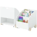 Produktbild: Bellabino Towy Kinderregal – Kinder Bücherregal mit 3 Fächern – Montessori Regal Weiß - Aufbewahrungsregal Kinderzimmer mit Rollen – Spielzeugregal mit Geheimfach – Kinderbücherregal 43x40x43 cm