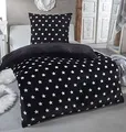 Produktbild: MALIKA Warme Winter Plüsch Sterne Wende-Bettwäsche Nicky-Teddy 'Cashmere Touch' Coral Fleece viele Farben & Größen, Farbe:Schwarz, Größe:135 x 200 cm