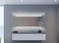 Produktbild: Talos King Badspiegel mit Beleuchtung – LED Badezimmerspiegel 100x60 cm – Wandspiegel mit beleuchteten Kosmetikspiegel – Spiegel mit Lichtfarbe neutralweiß – Lichtspiegel mit Digitaluhr