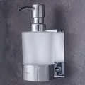 Produktbild: Dolvhin Seifenspender Wandbefestigung ohne Bohren | Milchglas Handseifenspender | Edelstahl Pumpspender & Wandhalterung | Wandseifenspender zum Kleben | Spülmittelspender 250ml | Chrom Poliert