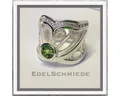 Produktbild: Edelschmiede925 Silberring Edelschmiede925 breiter Silberring 925 mit Zirkonia und Peridot 58