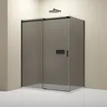 Produktbild: Eckdusche Mit Schiebetür Bernstein Nt806 Flex Schwarz Matt Nano Graues Glas 120x90 Cm 6mm Esg-sicherheitsglas