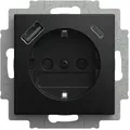 Produktbild: Busch-Jaeger 20 EUCB2USBAC-915 Schutzkontakt- / USB-Steckdose Safety+, mit USB A/C, Busch-balance SI, schwarz matt