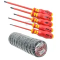 Produktbild: Würth VDE Schraubendreher Satz 5tlg isoliert + 10 Rollen Würth Isolierband 10m