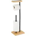 Produktbild: Relaxdays Toilettenpapierhalter, Schwarz, Metall, Holz, Kunststoff, 21x66.5x17 cm, Badaccessoires
