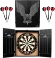 Produktbild: Ruthless Home Darts Centre | Komplettes Dart-Set für zu Hause einschließlich Schrank, Dartscheibe und 2 Sätze Darts (Eagle)
