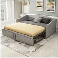 Produktbild: Flieks Daybett, Tagesbett Schlafsofa mit Unterbett 90x200cm/180x200cm Samt grau 92 cm x 212 cm x 72 cm