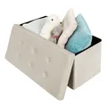 Produktbild: Sitzbank mit Stauraum Sitzhocker Faltbar Aufbewahrungsbox 80 L Cremeweiß SH70cm