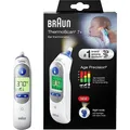 Produktbild: Braun Fieberthermometer Thermoscan 7+ IRT6525, Kontakt-Messung mit Fieberalarm und Nachtmodus, 9 Stück