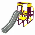 Produktbild: Spielturm TIM Gartenhaus Spielhaus Kletterturm mit Rutsche magenta-gelb  6435