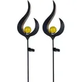 Produktbild: 2x LED Solarleuchte, Flammen Design, bronze, klar, H 90 cm