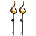 Produktbild: Solarleuchte Flamme Garten Solarstab für Außen Solar Garten Deko für Außen, mit Erdspieß und Crackle Glas Lichteffekt, 1x LED, H 90 cm, 2er Set