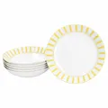 Produktbild: MamboCat Split gelb 6er Set Suppenteller I 450ml I weißes Porzellan-Geschirr mit Streifen für 6 Personen I Tiefe Teller für Salat, Suppe, Müsli, Pasta & Co.