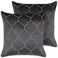 Produktbild: Dekokissen 2er Set ALYSSUM Samtstoff 45 x 45 cm Grau Marokkanisches Muster