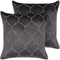 Produktbild: Beliani - Dekokissen 2er Set Grau Und Gold Samtbezug Mit Füllung Marokkanisches Muster 45 X 45 Cm Wohnzimmer Salon Schlafzimmer Modern