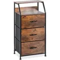 Produktbild: Relaxdays Standregal Metall Schwarz Dunkelbraun mit 3 Schubladen und 2 Ablagen 92 cm x 45 cm x 30 cm 7 kg