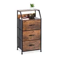 Produktbild: Relaxdays Standregal, 3 Schubladen, 2 Ablagen, Bücher & Deko, Regalkommode Industrial, HxBxT: 92x45x30 cm, braun/schwarz
