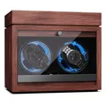 Produktbild: Uhrenbeweger Watch Winder Schaukasten 2 Uhrenbox Leiser Motor 4 Modi Blau LED