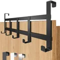 Produktbild: 4smile Türgarderobe zum Einhängen - Universelle Türhaken für deutsche Türen, Kleiderhaken Tür - Stabile Türhakenleiste, Haken zum Einhängen als Ordnungshelfer, Fb. Schwarz
