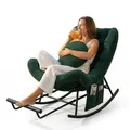 Produktbild: LVHOM Schaukelsessel mit verstellbarer Fußstütze, Schaukelstuhl Cordbezug, Rattanstuhl mit Stahlgestell und Seitentasche, Loungesessel, Emerald - Grün