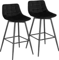 Produktbild: WOLTU Barhocker 2er Set Designer Barstuhl Hocker Tresenhocker Bistrohocker mit Fußstütze Samt Metall Schwarz