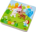 Produktbild: 303536 - Holzpuzzle Kunterbunte Tierkinder Puzzlespaß in 5 Schichten Holzspie...