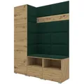 Produktbild: Garderoben-Set, Eiche Artisan, Dunkelgrün, Holzwerkstoff, 2-Sitzer, 3 Fächer, 150x187x40 cm, Garderobe, Garderoben-Sets & Serien, Garderoben-Sets