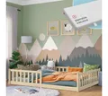 Produktbild: Bellabino Kinderbett Vere mit Rausfallschutz und Lattenrost (natur mit Matratze, Kiefer Massivholz), Bodenbett verfügbar in 80x160 & 90/120/140x200 cm