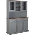 Produktbild: ebuy24 Luzerna Vitrinenschrank mit 3+2 Türen und 3 Schubladen Grau Braun