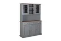 Produktbild: Inter Link – Vitrinenschrank – Buffet-Schrank – Esszimmerschrank – Geschirrschrank - Laudhausstil – Massivholz FSC – 5 Türen – 3 Schubladen – Luzerna 6.1 - Grau/Sepia