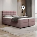 Produktbild: Boxspringbett 140x200, mit Bettkasten, Rosa, Matratze und Topper, Doppelbett, REVE, Panda Möbel