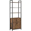 Produktbild: Vasagle Bücherregal LLS133K01, schwarz / vintage braun, aus Metall / Holz, 6 Ebenen und 2 Türen, 60 x 160 x 24cm