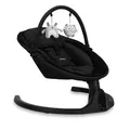 Produktbild: MoMi KENANI ONYX Babywippe für Babys bis 9 kg, mit LED-Display, Fernbedienung & Bluetooth für Smartphone, Batterie- oder Stromanschluss, mit 5-Punkt-Sicherheitsgurt, Bügel und Spielzeug