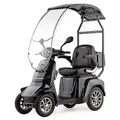 Produktbild: VELECO GRAVIS - 4-Rad-Mobilitätsroller mit Dach - komplett montiert und einsatzbereit - sicher und stabil - volle LED-Beleuchtung - geräumiger Stauraum & Getränkehalter (Grau))
