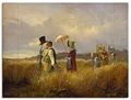 Produktbild: ARTLAND Wanddeko Leinwand Bilder Wandbild Natur Gräser Wolken Familie Vintage Der Sonntagsspaziergang 1841 Biedermeier Carl Spitzweg T7GG
