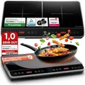 Produktbild: Stillstern Doppel-Induktionskochplatte Doppel-Induktionskochfeld, Schnelles Aufkochen + Temperatureinstellung, 3600W, 24h. Timer, Lautlos-Funktion, Glaskeramik schwarz|silberfarben